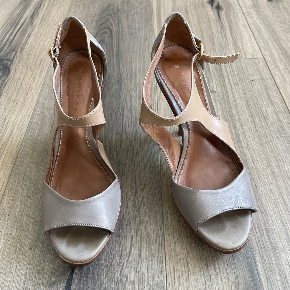 leifsdottir Nude and Taupe Leather Cutout Heels